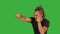 Male Fighter Doing Fight Boxing Practice Training Isolated on Green Screen