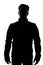 Male figure in silhouette wearing a vest