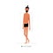 Male figure type - Rectangle. One of human anatomy body shapes cartoon dressed in underwear isolated on white background