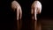Male fingers dancing on a dark background. Fun and theater concept.