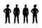 Male fireman silhouette on a white background. Firefighter Boys silhouette collection. Male firemen and emergency workers with