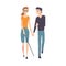 Male Friend Supporting Blind Woman, Friendship and Support, Disabled Person Enjoying Full Life Vector Illustration