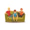 Male friends spending time together, guys sitting on a sofa and talking, best friends concept vector Illustration