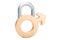 Male gender symbol padlock, protect men concept. 3D rendering