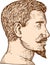 Male Goatee Side View Etching