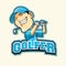 Male Golfer On Blue Uniform Color Logo Illustration