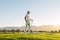 Male golfer standing on golf course