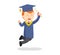 Male graduate jumping for joy