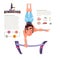 Male gymnast performing on the gymnastic bars.character design.