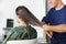 Male Hairdresser Combing Client\'s Wet Hair