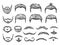 Male hairs sketch. Beard, mustache facial elements. Hand drawn hipster haircuts. Isolated fashion models barber shop