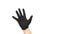 Male hand in a black rubber glove on a white background