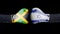 Male hand in Boxing gloves with Jamaica and Israel flags. Jamaica versus Israel concept.