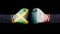 Male hand in Boxing gloves with Jamaica and Mexico flags. Jamaica versus Mexico concept.