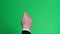 Male hand on a bright green background. A knock on the door. Knocks. Hand gestures of a young man