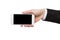 Male hand hold blank mobile phone screen