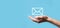 Male hand holding letter icon,email icons .Contact us by newsletter email and protect your personal information from spam mail.