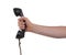 Male hand holding retro landline telephone