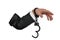 Male hand of politician or businessman in handcuffs. Isolated object on white background. Concept. Arrest for crime.