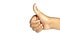 Male hand showing thumbs up sign for success and best of luck