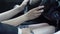 Male hand stroking womans knee in auto, lady stops man reluctantly, affair