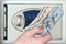 Male hand with US dollars on the background of the safe with the door open. The concept of saving money, service in a hotel or