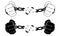 Male hands breaking steel handcuffs. Black and