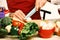 Male hands cut mushroom with knife, apron on background. Cook burgundy uniform cuts vegetables. Chef prepares meal.