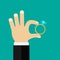 Male hands holding engagement ring. Vector flat style illustration