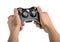 Male Hands Holding Gamepad isolated