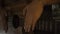 Male hands playing music on guitar while concert close up. Guitar player plays music on stage performance. Musical