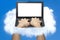 Male Hands Typing Laptop Cloud Clouding