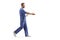 Male health worker walking and greeting with hand