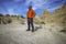 Male Hiker at Badlands National Park, South Dakota, USA