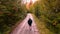 Male hiking through a beautiful trail in the Falls Conservation Area, Southwestern Ontario, Canada