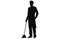 male House keeper silhouette, Man cleaning the floor