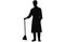 male House keeper silhouette, Man cleaning the floor