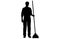 male House keeper silhouette, Man cleaning the floor