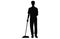 male House keeper silhouette, Man cleaning the floor