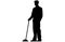 male House keeper silhouette, Man cleaning the floor