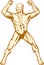 Male human anatomy body builder flexing muscle