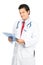 Male Latino Doctor Head Tilted Compassionate At