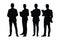 Male lawyers and counselors with anonymous faces. Male businessman silhouette on a white background. Lawyer Boys silhouette