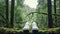 male legs clad in white, unbranded green sneakers in the forest, a minimalist modern style to highlight the simplicity