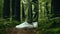 male legs clad in white, unbranded green sneakers in the forest, a minimalist modern style to highlight the simplicity