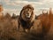 Male lion stands in safari