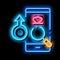 Male Love Search neon glow icon illustration