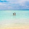 MALE, MALDIVES - NOVEMBER 18, 2016: View of the seascape, Maldives, Indian Ocean. Copy space for text.