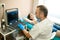 Male mammologist makes breast ultrasound scanning