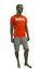 Male mannequin with sale t-shirt.